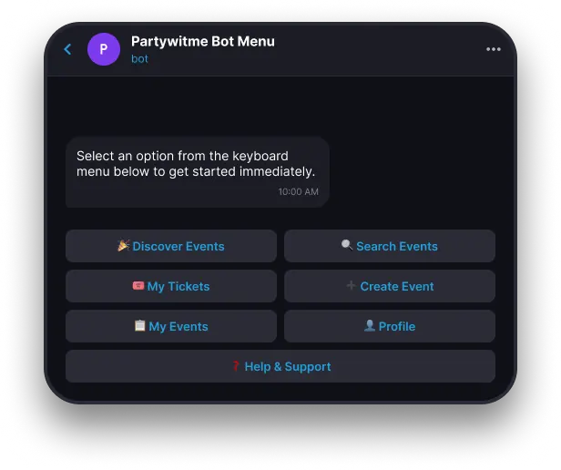 Telegram Mini App menu preview